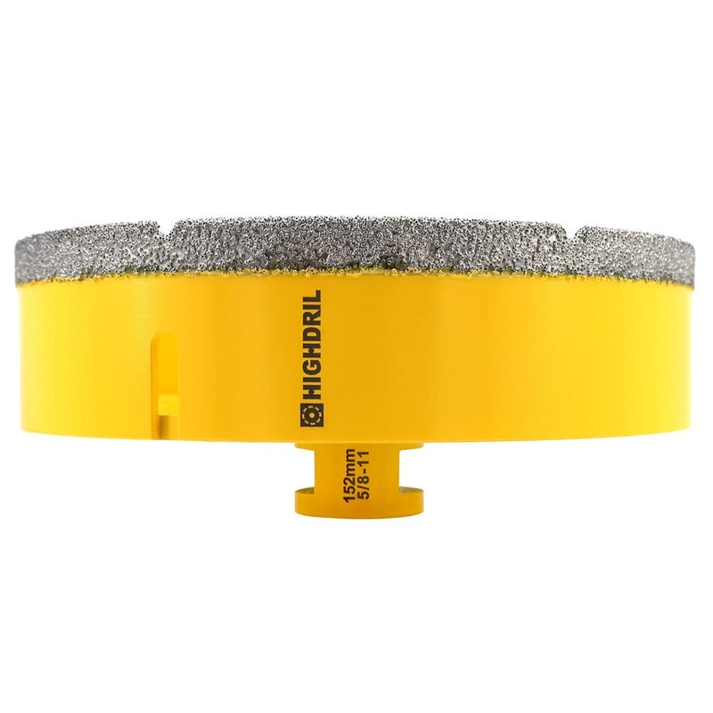 HIGHDRIL Diamond Core Drill Bit - 6"(152mm) with 5/8-11 Thread Dry Drilling for Porcelain Tile Ceramic Granite Marble Stone Masonry Brick - Image 1
